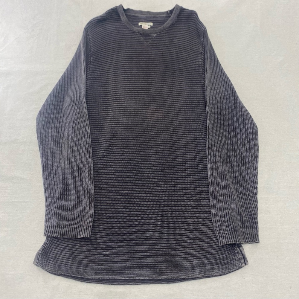 Men’s Carbon 2 Cobalt 100% Cotton Sweater Thermal Knit Crewneck Pullover Gray L